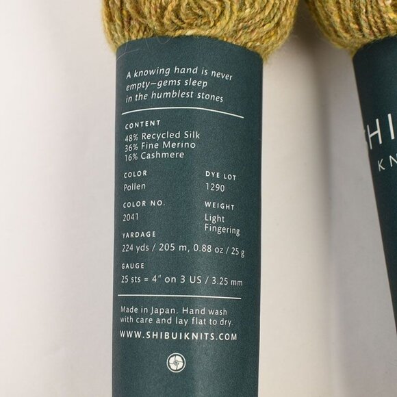 Shibui Knits Pebble Yarn 2 Skeins Light Fingering Silk Merino Cashmere Pollen - Picture 3 of 3